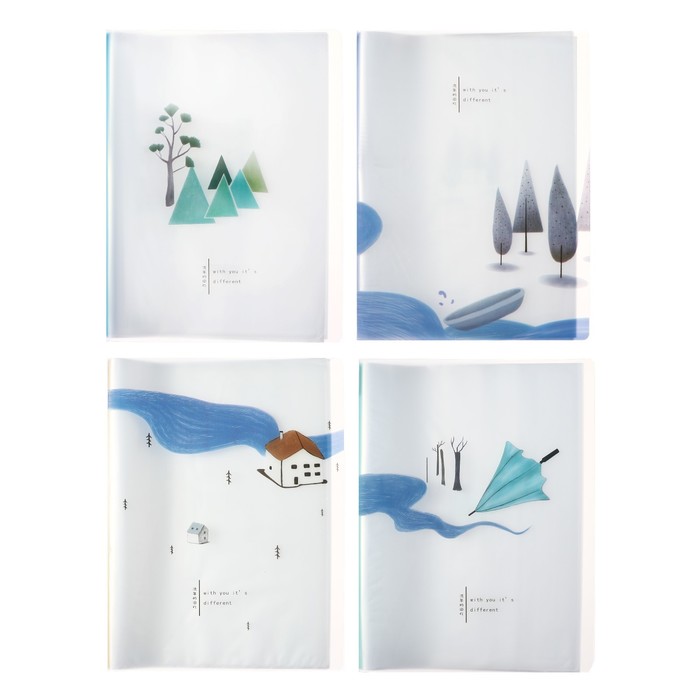 Папка формат А4, с 40 прозрачными файлами «Река», МИКС - Фото 1