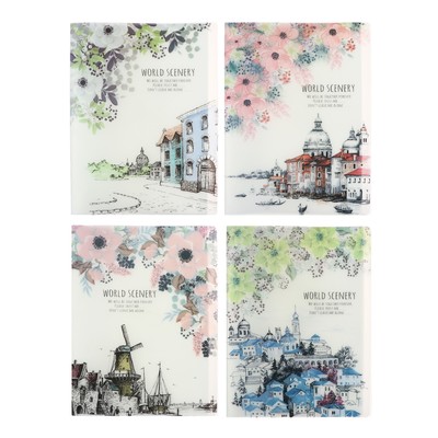 Папка формат А4, с 60 прозрачными файлами «Город», МИКС