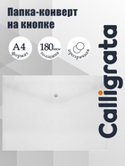 Папка-конверт на кнопке, А4, 180 мкм, прозрачная - Фото 1