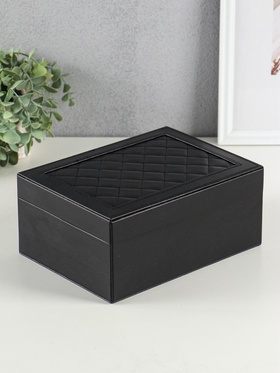 Шкатулка для украшений Netsai, 2 яруса, 17×23×10 см, чёрная