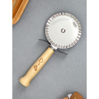 Нож для пиццы и теста «Пицца - любовь» 18.5 см, ребристый