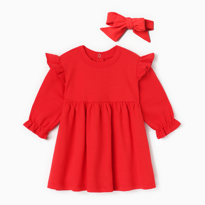 Платье для девочки и повязка «Крошка Я», рост 74-80 см, красное