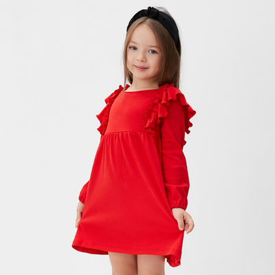Платье детское с рюшами KAFTAN размер 28 (86-92 см) красный