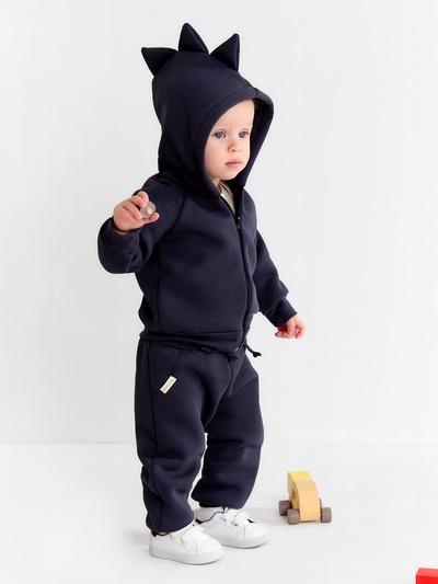 Костюм детский (толстовка, брюки) «Крошка Я» Dino, рост 80-86, тёмно-серый