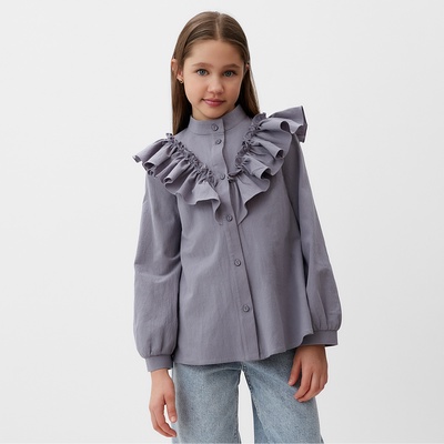 Блузка для девочки MINAKU: Cotton collection, серая, рост 122 см