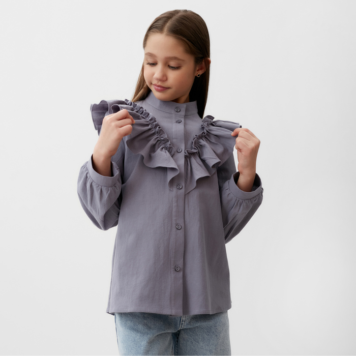 Блузка для девочки MINAKU цвет серый, рост 122 см - фото 1907952565