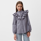 Блузка для девочки MINAKU: Cotton collection, серая, рост 146 см - Фото 4