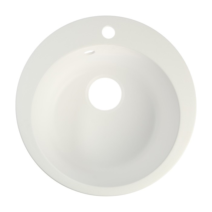 Мойка для кухни из камня ZEIN 30/G31, d=475 мм, круглая, перелив, цвет белый - Фото 1