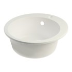 Мойка для кухни из камня ZEIN 30/G31, d=475 мм, круглая, перелив, цвет белый - Фото 2
