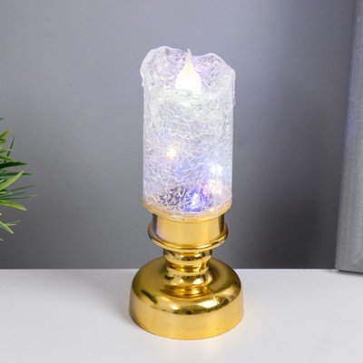 УЦЕНКА Ночник "Ледянная свеча" LED 1Вт от батареек 3хLR44 золото 4,5х4,5х12 см RISALUX