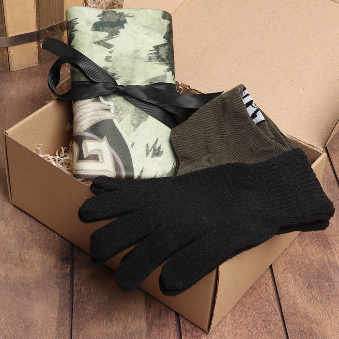 Набор подарочный «Этель. 23 февраля», плед флисовый, носки, перчатки - Фото 1