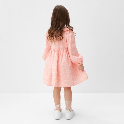 Платье для девочки KAFTAN «Ромбик» с воротником, розовое, рост 122-128 см