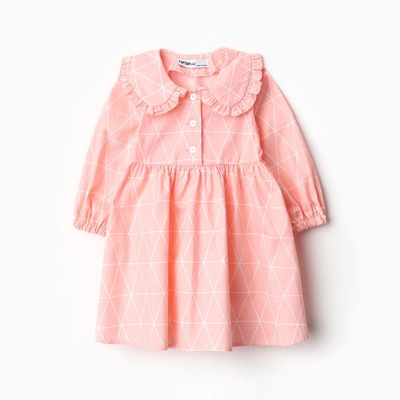 Платье для девочки KAFTAN «Ромбик» с воротником, розовое, рост 122-128 см