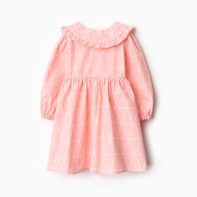 Платье для девочки KAFTAN «Ромбик» с воротником, розовое, рост 122-128 см