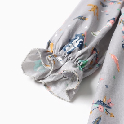 Платье для девочки KAFTAN «Зверята» с воротником, серое, рост 86-92 см