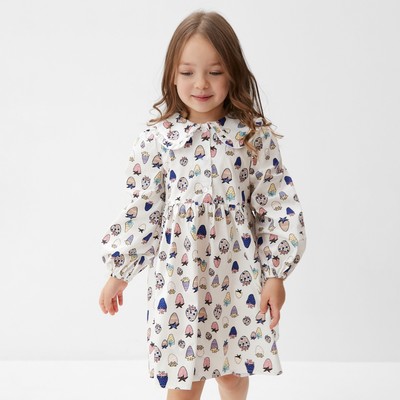 Платье для девочки KAFTAN «Ягоды» с воротником, белое, рост 122-128 см
