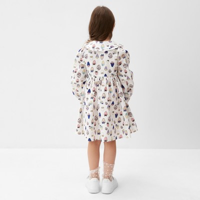 Платье для девочки KAFTAN «Ягоды» с воротником, белое, рост 122-128 см