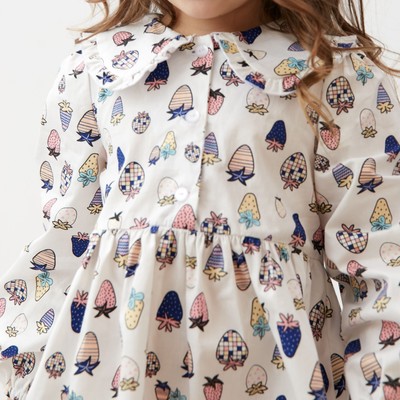 Платье для девочки KAFTAN «Ягоды» с воротником, белое, рост 122-128 см