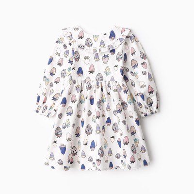 Платье для девочки KAFTAN «Ягоды» с воротником, белое, рост 122-128 см