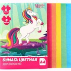 Бумага цветная, А4, 8 листов, 8 цветов, немелованная, двусторонняя, на скрепке, 48 г/м², Минни Маус и Единорог - фото 24388830