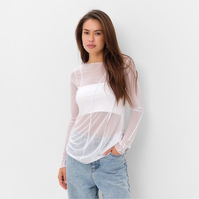 Лонгслив сетка женский MIST, размер 44, белый