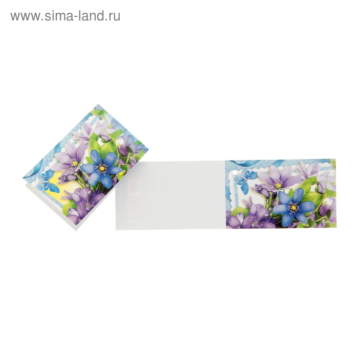 Открытка мини "Универсальная" синие цветы, складная - Фото 1