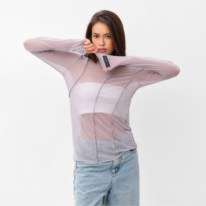 Лонгслив сетка женский MIST, размер 48, серый - Фото 1