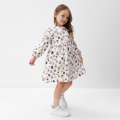 Платье для девочки KAFTAN «Ягоды» с воротником, белое, рост 86-92 см