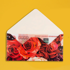Конверт для денег с деревянным элементом "С Юбилеем" красные розы, 16х8 см - Фото 4