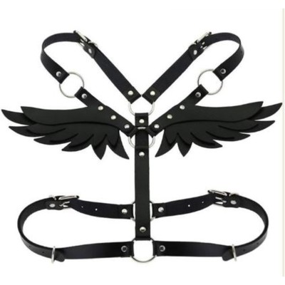 Портупея БДСМ с крыльями, на грудь, экокожа, размер OS, черный