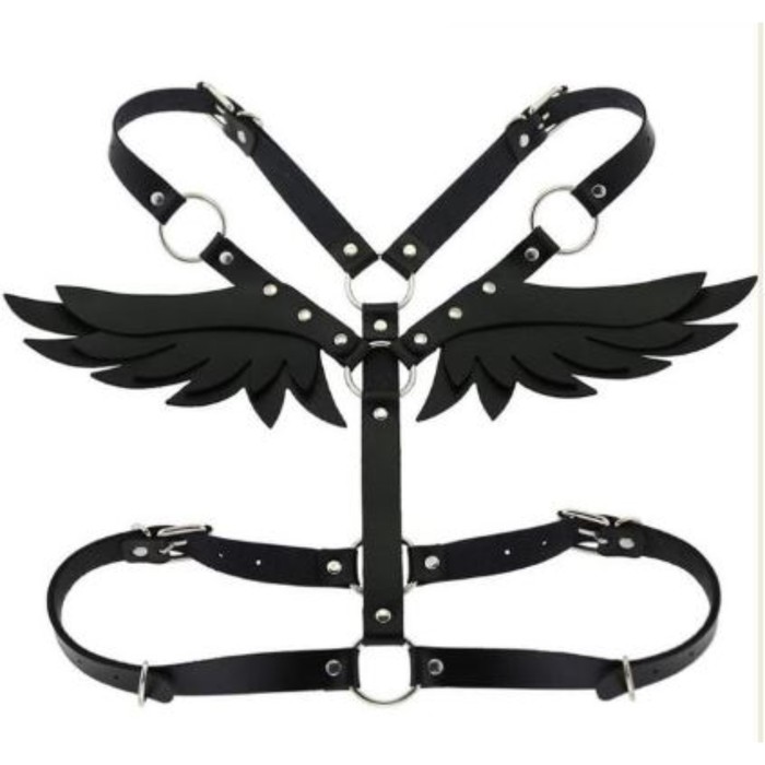 Портупея БДСМ с крыльями, на грудь, экокожа, размер OS, черный - Фото 1