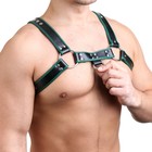 Портупея БДСМ мужская, на грудь, экокожа, зеленый кант - Фото 2