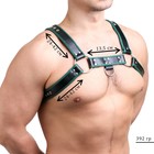 Портупея БДСМ мужская, на грудь, экокожа, зеленый кант - Фото 13