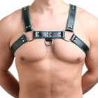 Портупея БДСМ мужская, на грудь, экокожа, зеленый кант - Фото 3