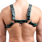 Портупея БДСМ мужская, на грудь, экокожа, зеленый кант - Фото 4