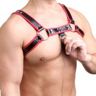 Портупея БДСМ мужская, на грудь, экокожа, красный кант - Фото 2