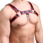 Портупея БДСМ мужская, на грудь, экокожа, красный кант - Фото 3
