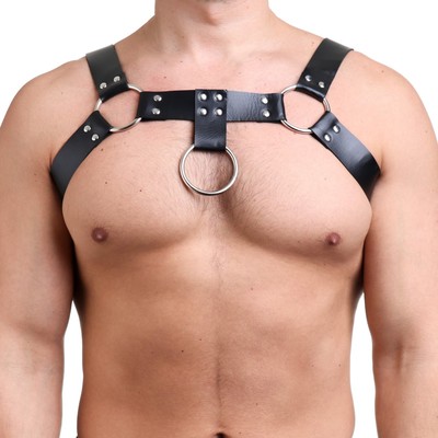 Портупея БДСМ мужская, на грудь, с ремнями, экокожа, размер OS, черный