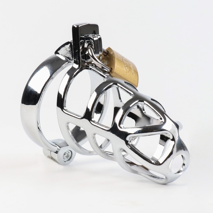 Пояс верности «Клетка целомудрия № 2», кольца d=4; 4.5; 5 см, замок, ключ, металл - Фото 1