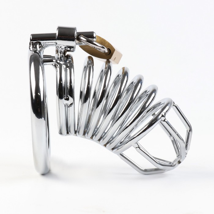 Пояс верности «Клетка целомудрия № 3», кольца d=4; 4.5; 5 см, замок, ключ, металл - Фото 1