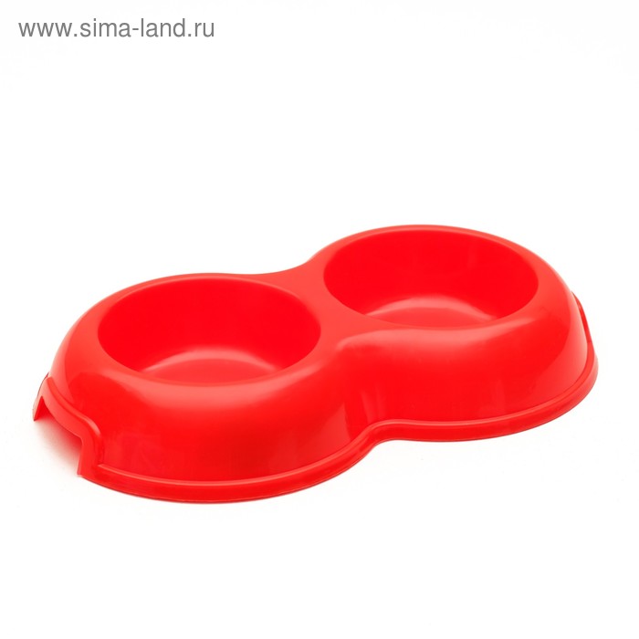 Миска двойная 0,2, красная - Фото 1
