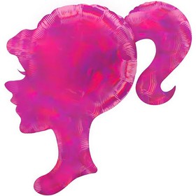 Шар фольгированный 28" фигура «Профиль девушки» розовый, голография