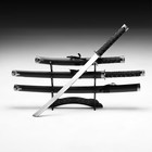 Макет оружия «Сувенирные катаны на подставке 3в1. Чёрный питон», подарочный набор, ножны кожзам, матовый, 46 см; 70 см; 89 см - Фото 1