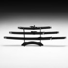 Макет оружия «Сувенирные катаны на подставке 3в1. Чёрный питон», подарочный набор, ножны кожзам, матовый, 46 см; 70 см; 89 см - Фото 2