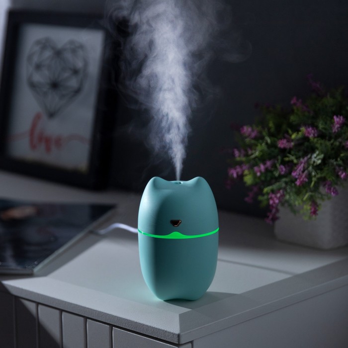 Увлажнитель воздуха HM-17 «Ушки», ультразвуковой, 0.26 л, 2 Вт, подсветка, USB, голубой - Фото 1