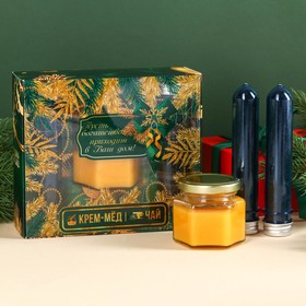 Подарочный набор «Богатства»: чай в колбах, вкус: мята, груша 84 г (2 шт. х 42 г)., крем-мёд с апельсином 120 г.