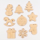 Заготовки для творчества. Набор ёлочных подвесок для росписи «Новый год!», 9 шт. - Фото 2