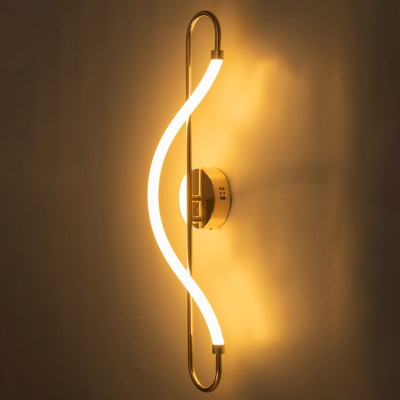 Бра BayerLux «Изгиб», LED, 16 Вт, 3000К, золото, 26×11×82 см