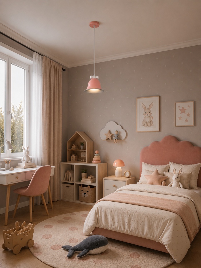 Светильник «Микки» Е27 40 Вт розовый белый 23×23×19-119 см BayerLux - Фото 1