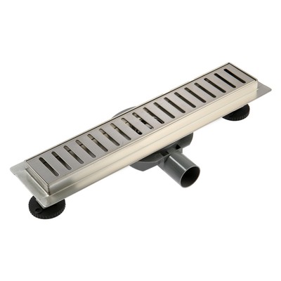 Трап ZEIN engr, c флaнцeм свободного вращ 360°, 7×40 см, d=40/50 мм, нерж сталь, сатин